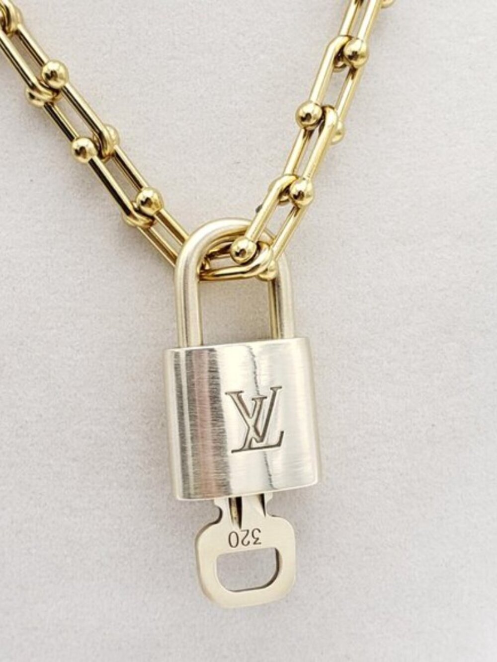 Authentic Louis Vuitton Padlock Pendant with Unbranded 18k Stainless Steel Chain - Picture 4 of 11